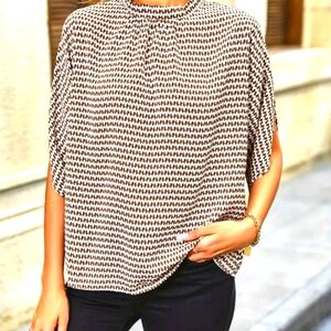 Brown & Creme Split sleeved Top